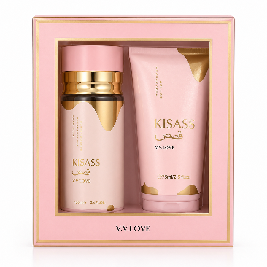 V.V.LOVE KISASS FRAGRANCE GIFT SET Spray parfumat 100ML + Loțiune parfumată 75ML.