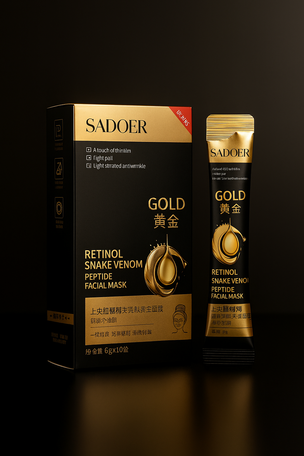 Mască de față Gold Retinol Snake Venom SADOER Peptide 10x6g