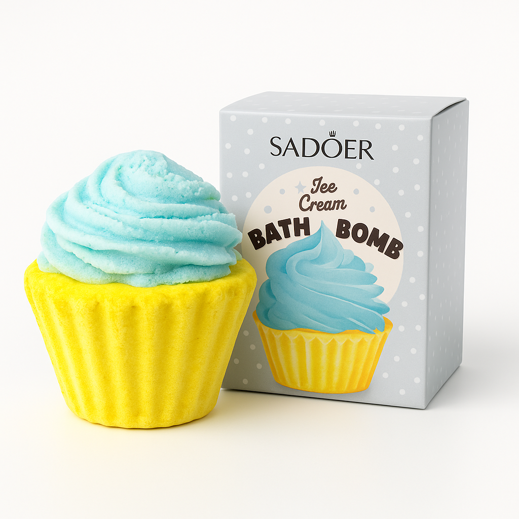 SADOER Bath Bomb in the shape of a MUFFIN – blue 🧁