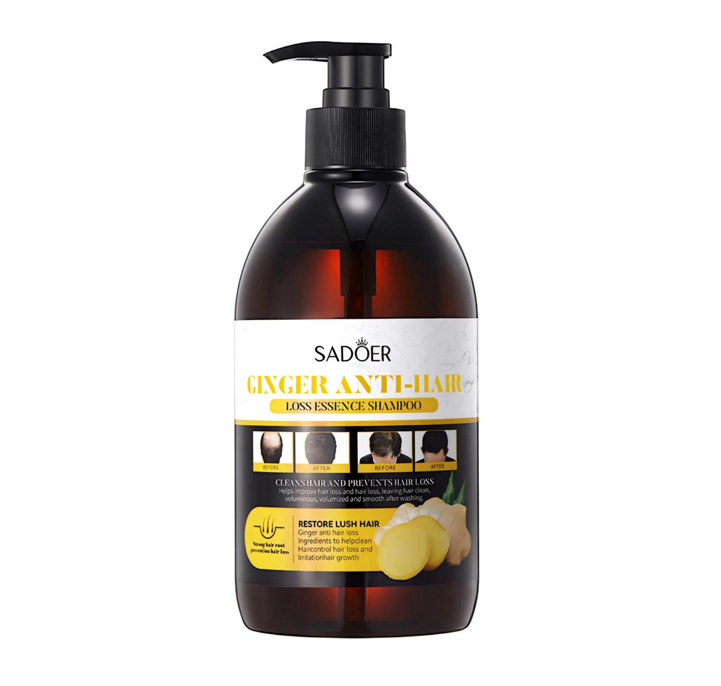 Șampon Esență Anticădere cu Ghimbir – SADOER 500 ml