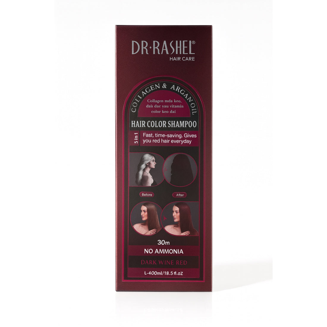 DR. RASHEL Collagen & Argan Oil Hair Color Shampoo – Dark Wine Red DRL1961