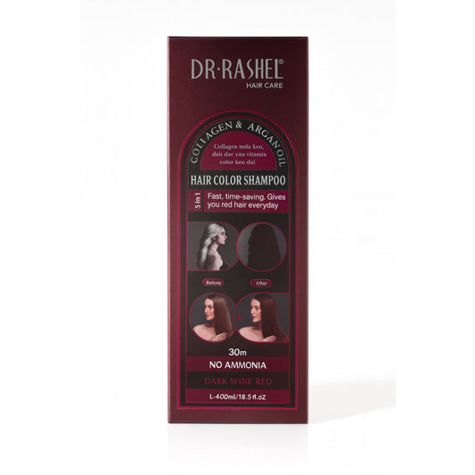 DR. RASHEL Collagen & Argan Oil Hair Color Shampoo – Dark Wine Red DRL1961