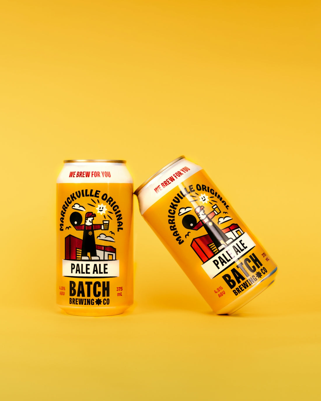 Two cans of batch brewing pale ale.