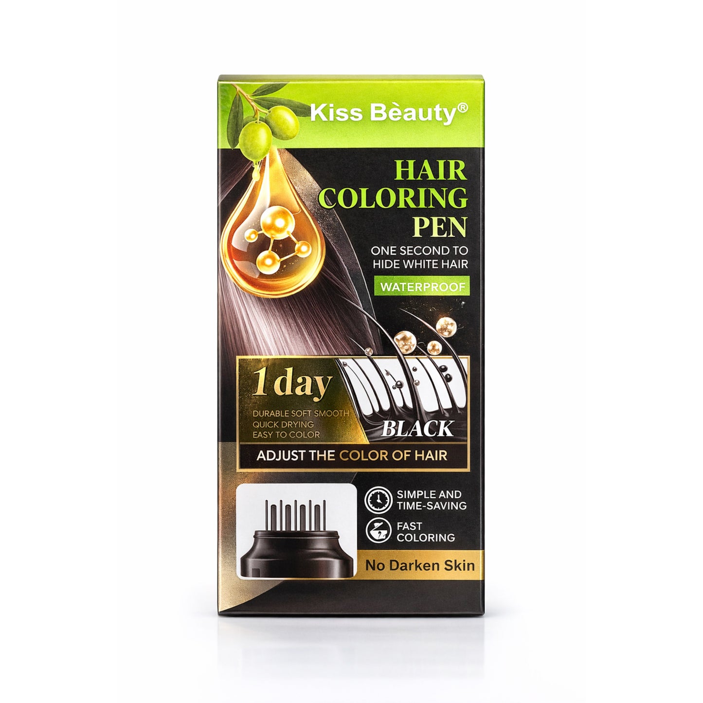 Creion colorant Kiss Beauty Hair Coloring Pen Black