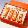 Sadoer Vitamin C cosmetics gift set with six orange skincare products in elegant box