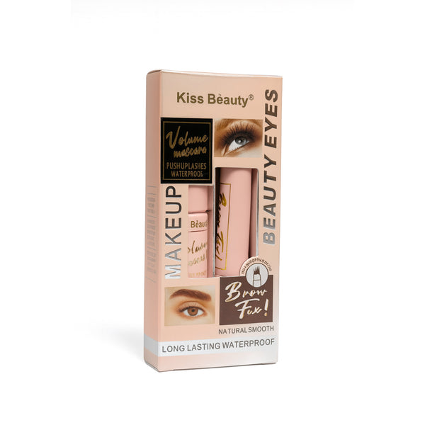 Kiss Beauty Volume Mascara Brow Fix. Set profesional pentru ochi