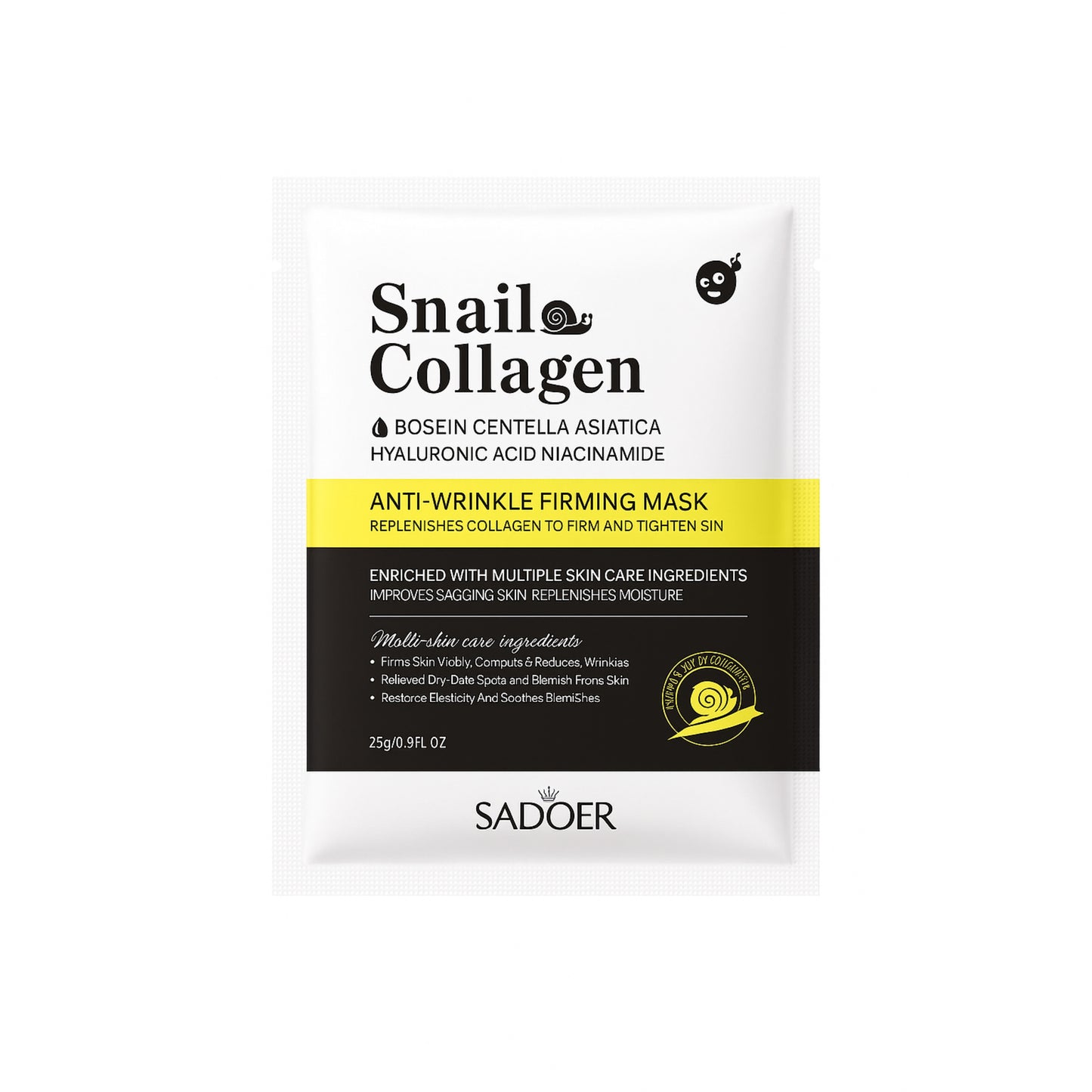 Sadoer – Mască facială cu secreție de melc și colagen, 25 ml