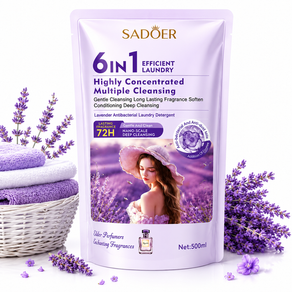 SADOER	DETERGENT LICHID PENTRU RUFE SADOER 6 ÎN 1 REZERVĂ CU PARFUM DE LAVANDĂ ȘI PARFUM 500 ML SD49209