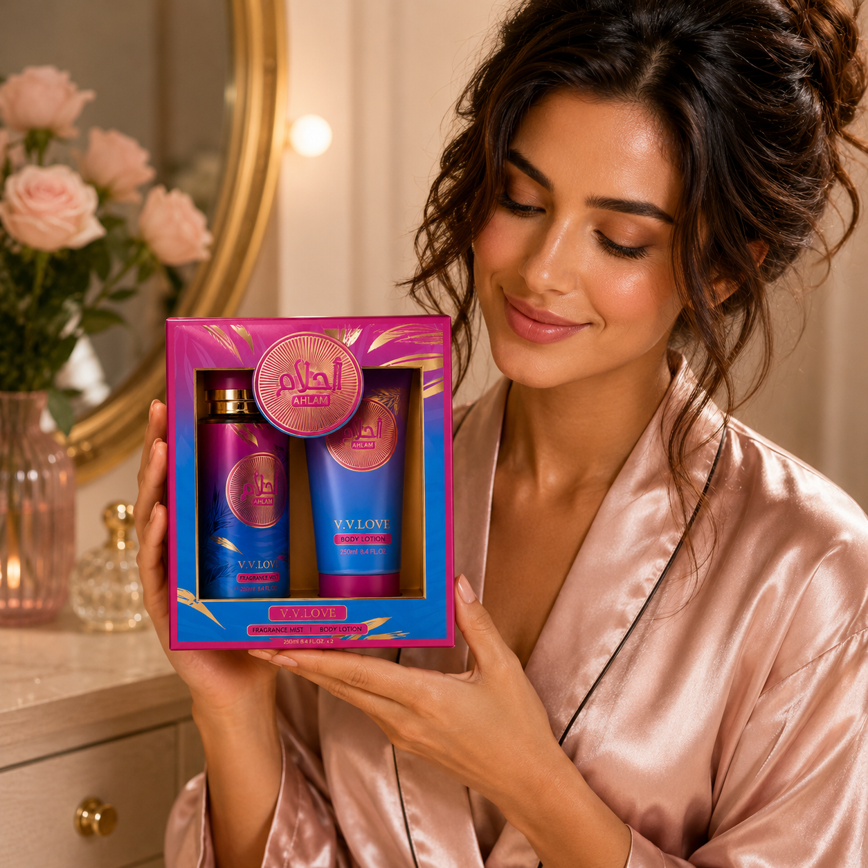 V.V.LOVE AHLAM FRAGRANCE GIFT SET  Fragrance Mist 100ML + Body Lotion 75ML