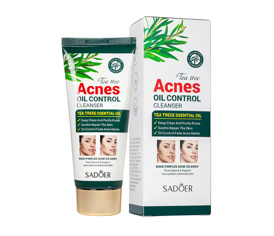 Crema de curățare ANTI ACNE SADOER cu ulei de arbore de ceai, pentru ten cu imperfecțiuni, 150ml